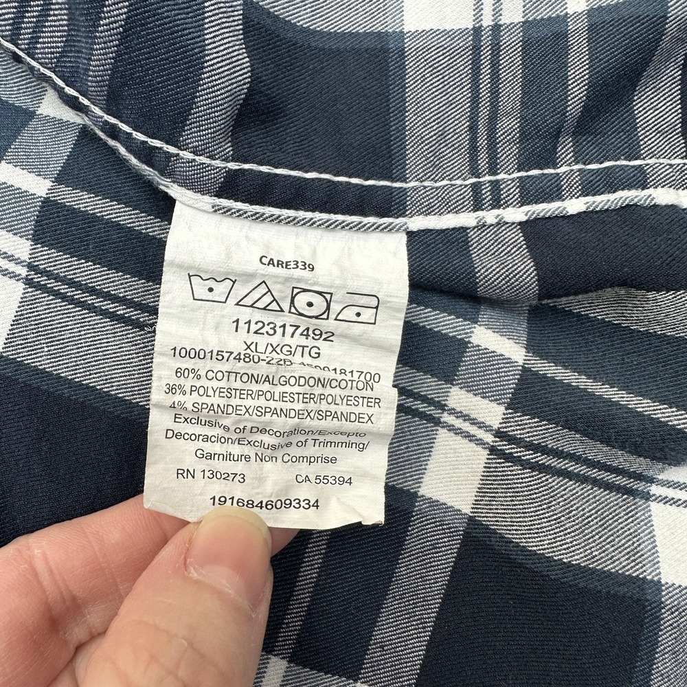 Wrangler Shirt Mens XL Blue Plaid Short Sleeve Button Up Vented Outdoor‎ Hiking - Picture 10 of 13